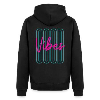 Neon Good Vibes Positive Inspiration - Veste à capuche bio Premium Unisexe - noir - Dos - Nico (187cm)