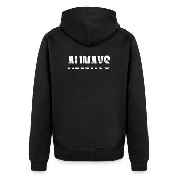 Always Tired Bold Funny Statement Movie - Unisex Premium Organic Zip Hoodie - black - Back - Nico (187cm)