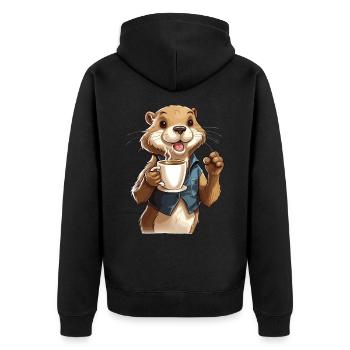 Coffee Addicted Otter Coffee Lover Animal Funny - Veste à capuche bio Premium Unisexe - noir - Dos - Nico (187cm)