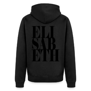 Elisabeth Name Vorname Moderne Schrift Wort Art - Unisex Premium Bio Zip Hoodie - Schwarz - Hinten - Nico (187cm)