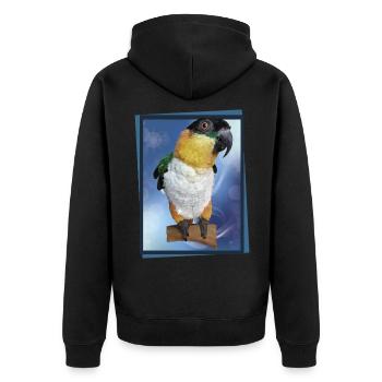 The black-headed caique - Unisex Premium Organic Zip Hoodie - black - Back - Nico (187cm)