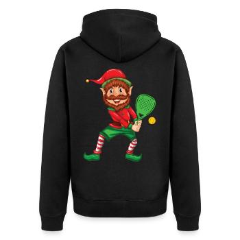 Christmas Padel Elf Family XMas Matching Pajamas - Unisex Premium Organic Zip Hoodie - black - Back - Nico (187cm)