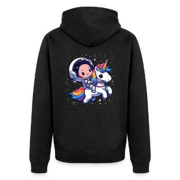 Astronaute et Licorne - Veste à capuche bio Premium Unisexe - noir - Dos - Nico (187cm)
