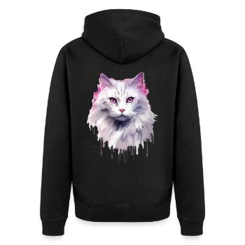 Longhair Cat Cat White Maine Coone Forest Cat - Unisex Premium Organic Zip Hoodie - black - Back - Nico (187cm)
