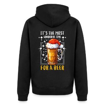 Bière de Noël Bière de Noël Cheers Humour drôle - Veste à capuche bio Premium Unisexe - noir - Dos - Nico (187cm)