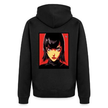 Anime Manga Sci-Fi Woman: Portrait Proxy - Unisex Premium Organic Zip Hoodie - black - Back - Nico (187cm)