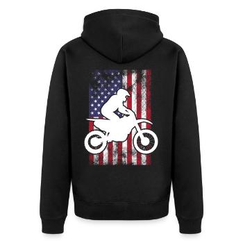 Motocross Dirt Bike Rider Motorcycle Supercross MX - Unisex Premium Organic Zip Hoodie - black - Back - Nico (187cm)
