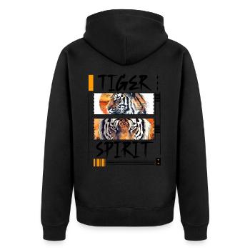 Tiger, Tiger Head, Big Cat, Predator, Wild, Strong - Unisex Premium Organic Zip Hoodie - black - Back - Nico (187cm)