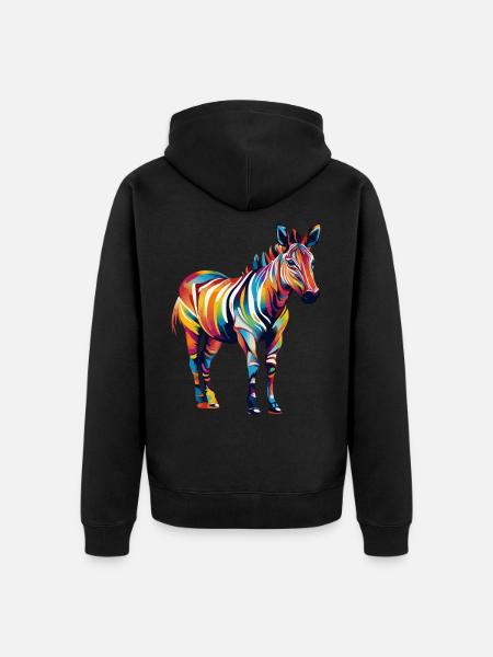 Buntes Okapi Farbkleckse Farbspritzer - Unisex Premium Bio Zip Hoodie - Schwarz