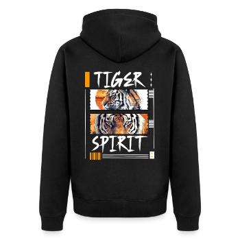Tiger, Tiger Head, Big Cat, Predator, Wild, Strong - Unisex Premium Organic Zip Hoodie - black - Back - Nico (187cm)
