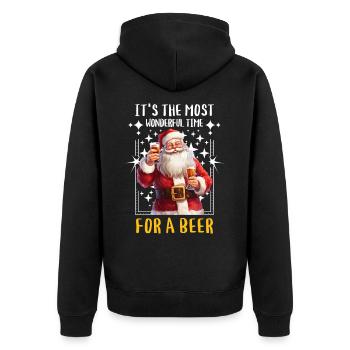 Weihnachten Bier Saufen Alkohol Weihnachtsmann - Unisex Premium Bio Zip Hoodie - Schwarz - Hinten - Nico (187cm)