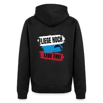 Paragliding - Fly High, Live Free - Unisex Premium Organic Zip Hoodie - black - Back - Nico (187cm)