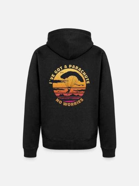 Ik heb een parachute – geen zorgen - Uniseks Premium bio ziphoodie - zwart