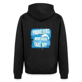 Paragliding – Where Dreams Take Off - Unisex Premium Organic Zip Hoodie - black - Back - Nico (187cm)