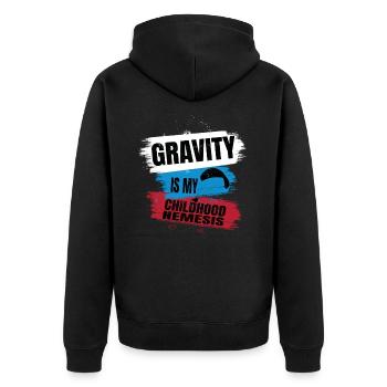 La gravité est mon ennemi juré d’enfance – Le plaisir du parapente - Veste à capuche bio Premium Unisexe - noir - Dos - Nico (187cm)