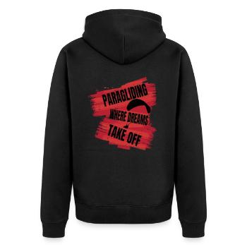 Paragliding – Where Dreams Take Off - Unisex Premium Organic Zip Hoodie - black - Back - Nico (187cm)