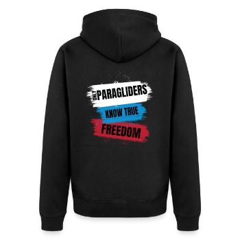Only Paragliders Know True Freedom - Unisex Premium Organic Zip Hoodie - black - Back - Nico (187cm)