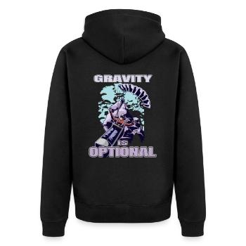 Gravity Is Optional – Paragliding Freedom - Unisex Premium Bio Zip Hoodie - Schwarz - Hinten - Nico (187cm)