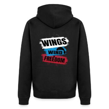 Wings Wind Freedom – Paragliding Design - Unisex Premium Organic Zip Hoodie - black - Back - Nico (187cm)