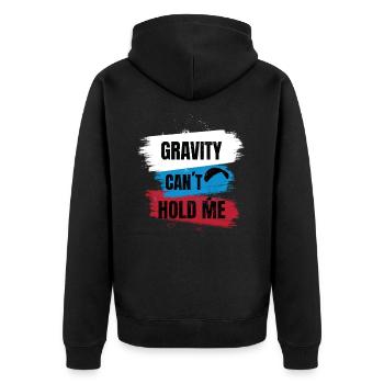 Gravity Can't Hold Me – Paragliding Design - Unisex Premium Organic Zip Hoodie - black - Back - Nico (187cm)