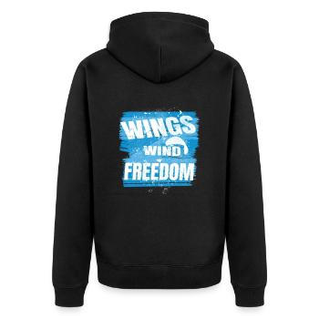 Wings Wind Freedom – Paragliding Design - Unisex Premium Organic Zip Hoodie - black - Back - Nico (187cm)
