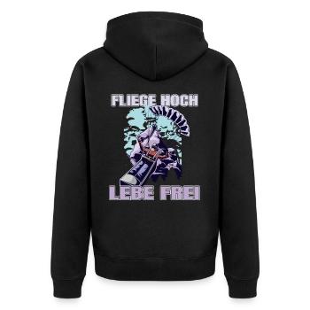 Fly high, live free - Unisex Premium Organic Zip Hoodie - black - Back - Nico (187cm)
