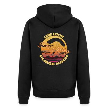 Live light, fly high - Unisex Premium Organic Zip Hoodie - black - Back - Nico (187cm)