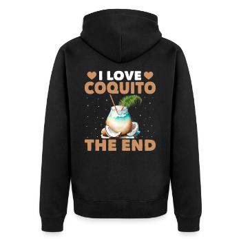 I Love Coquito, The End - Unisex Premium Bio Zip Hoodie - Schwarz - Hinten - Nico (187cm)
