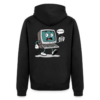 Out of Office - Unisex Premium Bio Zip Hoodie - Schwarz - Hinten - Nico (187cm)