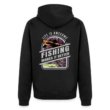 La vie est belle, la pêche la rend meilleure - Angler Spr - Veste à capuche bio Premium Unisexe - noir - Dos - Nico (187cm)