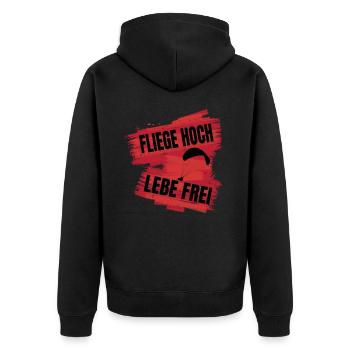 Voler haut, vivre libre - Proverbe sur le parapente - Veste à capuche bio Premium Unisexe - noir - Dos - Nico (187cm)
