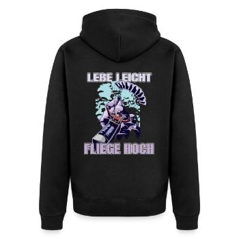Vivre léger, voler haut - Le dicton du parapente - Veste à capuche bio Premium Unisexe - noir - Dos - Nico (187cm)