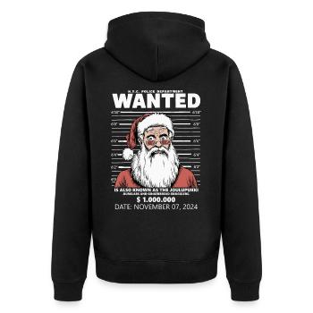 Wanted - Unisex Premium Bio Zip Hoodie - Schwarz - Hinten - Nico (187cm)