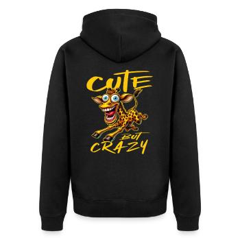 Mignon mais fou girafe style bande dessinée motif drôle - Veste à capuche bio Premium Unisexe - noir - Dos - Nico (187cm)
