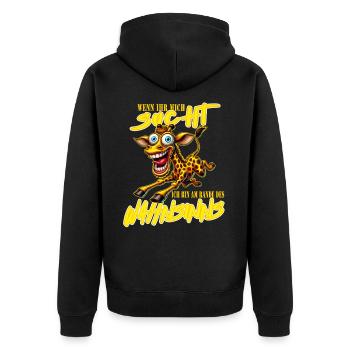 Girafe folle à la limite de la folie style bande dessinée - Veste à capuche bio Premium Unisexe - noir - Dos - Nico (187cm)