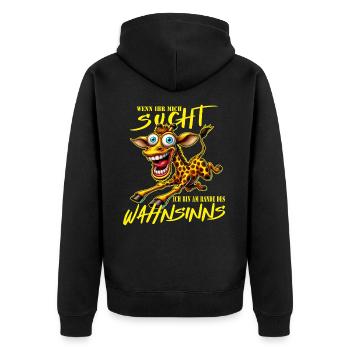 Girafe folle à la limite de la folie style bande dessinée - Veste à capuche bio Premium Unisexe - noir - Dos - Nico (187cm)