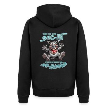 Rhinocéros fou au bord de la folie style bande dessinée - Veste à capuche bio Premium Unisexe - noir - Dos - Nico (187cm)
