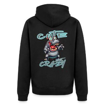 Cute but Crazy Nashorn Comic Stil lustiges Motiv - Unisex Premium Bio Zip Hoodie - Schwarz - Hinten - Nico (187cm)