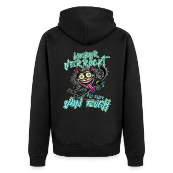 Chat fou Mieux fou que l’un d’entre vous - Veste à capuche bio Premium Unisexe - noir - Dos - Nico (187cm)