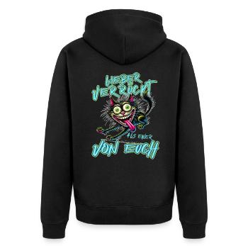 Chat fou Mieux fou que l’un d’entre vous - Veste à capuche bio Premium Unisexe - noir - Dos - Nico (187cm)