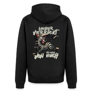 Zèbre Mieux fou que l’un d’entre vous - Veste à capuche bio Premium Unisexe - noir - Dos - Nico (187cm)