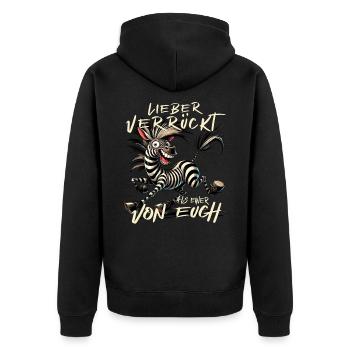 Zèbre fou Mieux fou qu’un de euc - Veste à capuche bio Premium Unisexe - noir - Dos - Nico (187cm)