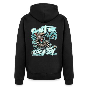 Mignon mais fou zèbre style bande dessinée Motif drôle - Veste à capuche bio Premium Unisexe - noir - Dos - Nico (187cm)