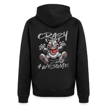 Crazy but Awesome Nashorn Comic Stil - Unisex Premium Bio Zip Hoodie - Schwarz - Hinten - Nico (187cm)