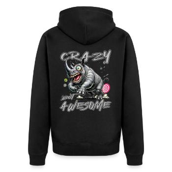 Crazy but Awesome Rhino Comic Style - Unisex Premium Organic Zip Hoodie - black - Back - Nico (187cm)