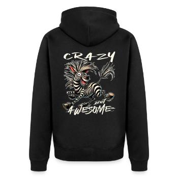 Crazy but Awesome Zebra Comic Style - Unisex Premium Organic Zip Hoodie - black - Back - Nico (187cm)