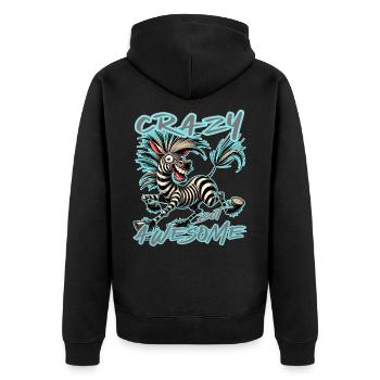 Crazy but Awesome Zebra Comic Style - Unisex Premium Organic Zip Hoodie - black - Back - Nico (187cm)