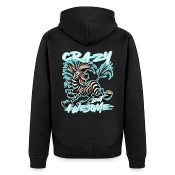 Crazy but Awesome Zebra Comic Style - Unisex Premium Organic Zip Hoodie - black - Back - Nico (187cm)