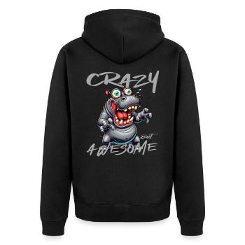 Crazy but Awesome Nilpferd Comic Stil - Unisex Premium Bio Zip Hoodie - Schwarz - Hinten - Nico (187cm)