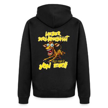 Giraffe Lieber durchgeknallt als einer von euch - Unisex Premium Bio Zip Hoodie - Schwarz - Hinten - Nico (187cm)